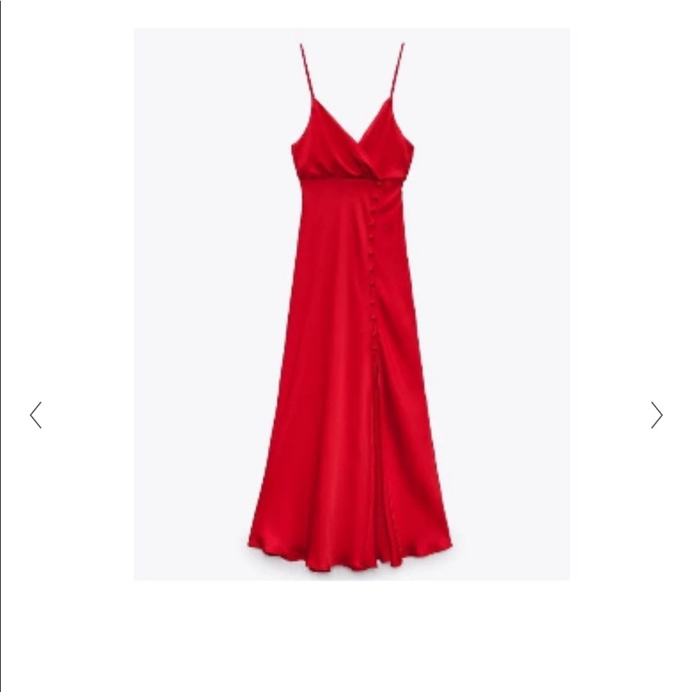 Zara red satin dress